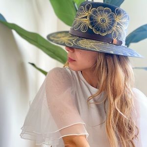 Hand Painted Otomi/Fedora Mexican Hat